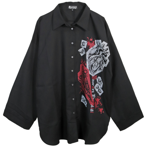 [APPAREL]/ディオラート/オーバーサイズ シャツ [シンゾウ] ブラック×レッド (L) ゴスロリ・パンク/Deorart