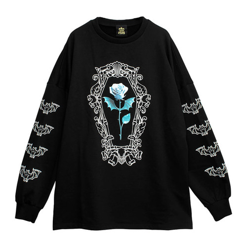 [APPAREL]/リッスンフレーバー/青バラの棺 スウェットトレーナー BLACK (F) ゴスロリ・パンク/LISTEN FLAVOR