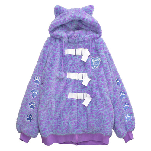 [APPAREL]/リッスンフレーバー/猫耳黒猫同盟 ファーブルゾン MONSTER (F) ゴスロリ・パンク/LISTEN FLAVOR