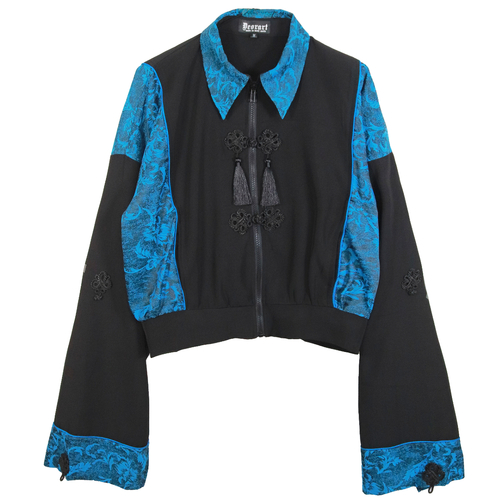[APPAREL]/ディオラート/[GOTH CHINA] キョンシースリーブ・チャイナ柄ジャケット ブラック×ブルー (M) ゴスロリ・パンク/Deorart