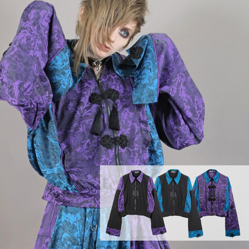 [APPAREL]/ディオラート/[GOTH CHINA] キョンシースリーブ・チャイナ柄ジャケット パープル×ブルー (M) ゴスロリ・パンク/Deorart