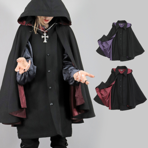 [APPAREL]/ディオラート/中綿・エクソシスト ケープコート 2026 ブラック×ワイン (M) ゴスロリ・パンク/Deorart
