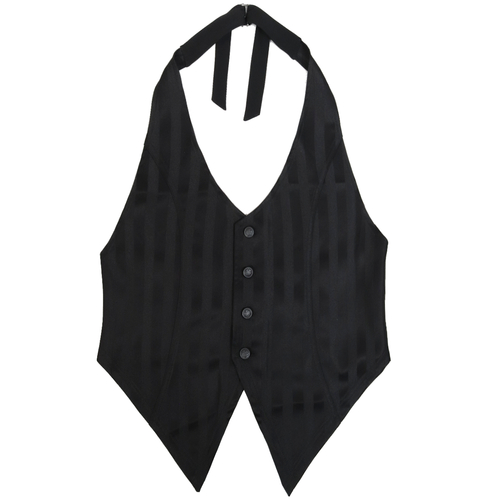 [APPAREL]/ディオラート/ストライプ ホルターネック ジレ・ベスト ブラック×ブラック (M) ゴスロリ・パンク/Deorart