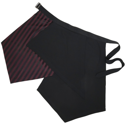 [APPAREL]/ディオラート/ストライプ柄 レイヤード・ゴシック ベルト フラップ ブラック×ワイン (F) ゴスロリ・パンク/Deorart