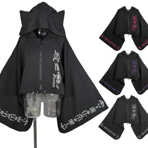[APPAREL]/ディオラート/[ 闇猫] ジャージ風 KIMONO袖・ネコミミパーカー[ 着物袖] ブラック×グレー (M) ゴスロリ・パンク/Deorart
