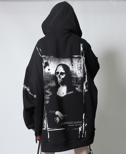 [APPAREL]/セックスポットリベンジ/SKULL MARIA SKULL CROSS HIGH NECK HOOD ZIP パーカ 黒 (F) ゴスロリ・パンク/SEX POT ReVeNGe