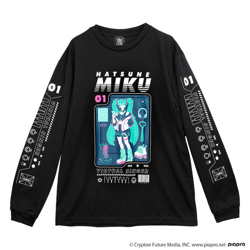[APPAREL]/リッスンフレーバー/LISTEN FLAVOR ×初音ミクコラボ　初音ミク ロンT BLACK (F) ゴスロリ・パンク/LISTEN FLAVOR