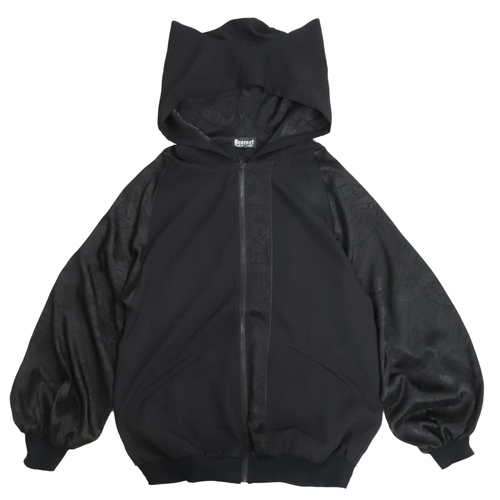 [APPAREL]/ディオラート/猫耳フード 中華柄 切替え BIGパーカー ブルゾン ブラック×ブラック (F) ゴスロリ・パンク/Deorart