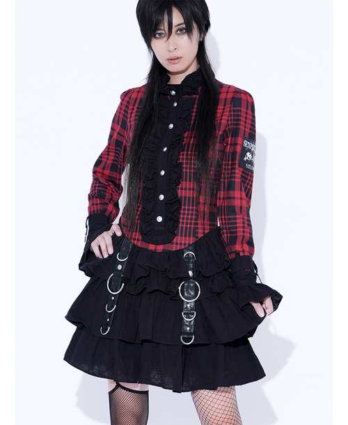 APPAREL]/セックスポットリベンジ/Vandal Queen Check Gauze Frill