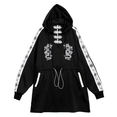[APPAREL]/リッスンフレーバー/LISTEN FLAVOR ドラゴンチャイナジャージワンピ WHITE×BLACK (F) ゴスロリ・パンク/LISTEN FLAVOR