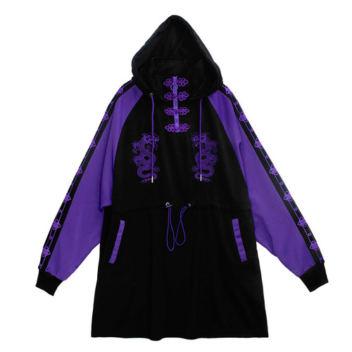 [APPAREL]/リッスンフレーバー/LISTEN FLAVOR ドラゴンチャイナジャージワンピ PURPLE×BLACK (F) ゴスロリ・パンク/LISTEN FLAVOR