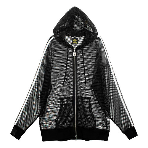 [APPAREL]/リッスンフレーバー/LISTEN FLAVOR Ｗジップラインメッシュパーカー BLACK (F) ゴスロリ・パンク/LISTEN FLAVOR