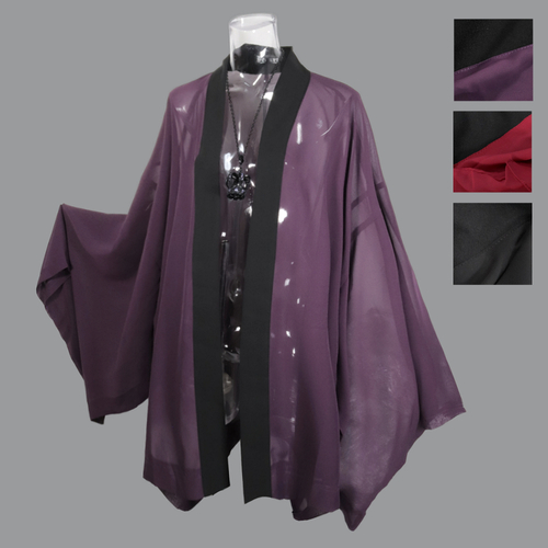 [APPAREL]/ディオラート/[ 透け感シアー ]　KIMONO袖 ロングトッパー [羽織] パープル×ブラック (L) ゴスロリ・パンク/Deorart