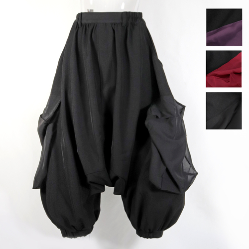 [APPAREL]/ディオラート/ボックスパーツ・バルーンサルエルパンツ ブラック×ブラック (M) ゴスロリ・パンク/Deorart
