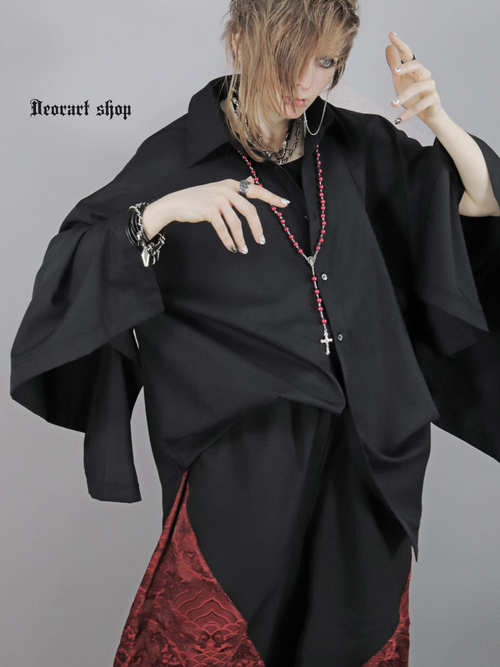 [APPAREL]/ディオラート/[ 2WAY ] KIMONO袖 オーバーサイズ シャツ [無地] ブラック (M) ゴスロリ・パンク/Deorart
