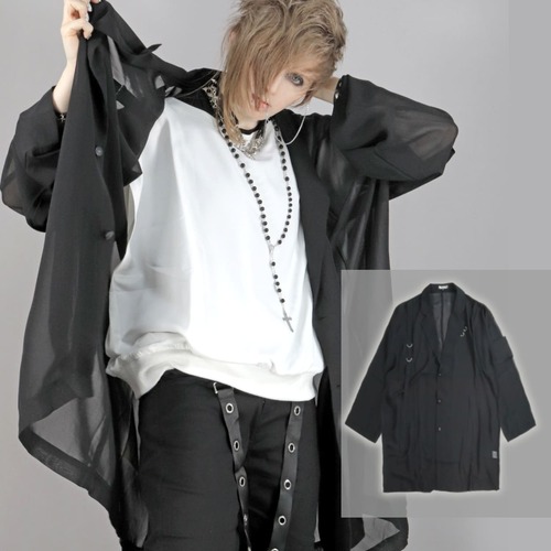 [APPAREL]/ディオラート/[ 透け感シアー ] 腕章デザイン・テーラード ジャケット ブラック (L) ゴスロリ・パンク/Deorart