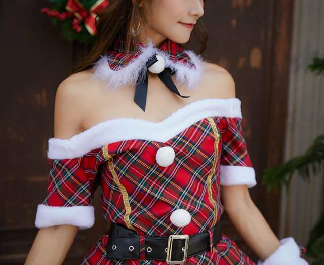 クリスマス レディース サンタ コスプレ 五部袖 ゆったり 可愛い