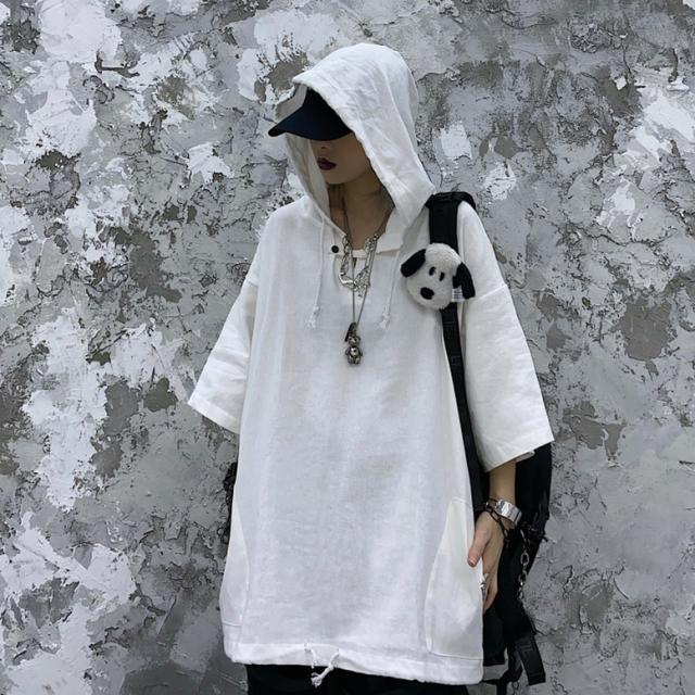 半袖パーカーフーディー フード付き プリント レディース 大人 トップス 春 夏 薄手 半袖 Tシャツ プルオーバー カジュアル おしゃれ 夏用 UV sam1748-01.jpg