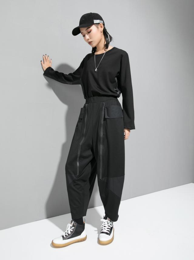 ハーレムパンツ レディース パンツ サルエルパンツ 個性的 モード系 黒
