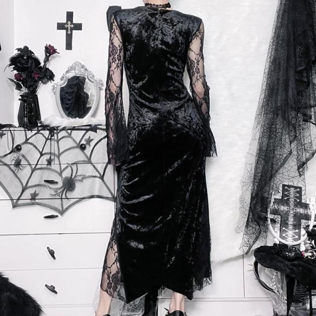 ワンピース レース ゴシック ドレス ロング ワンピ 長袖