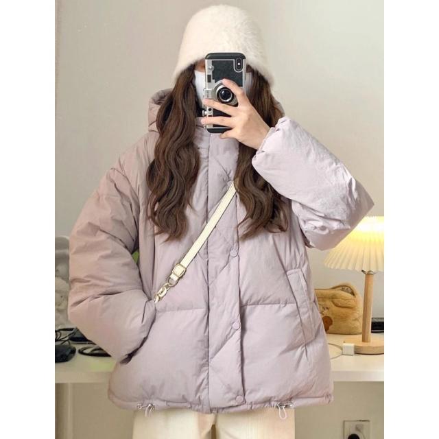 ダウンジャケット レディース フード ルーズ ショート丈 可愛い 暖かい