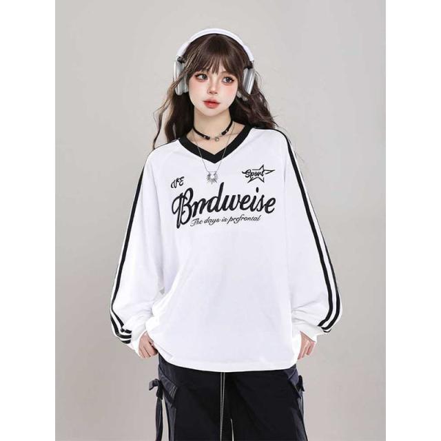 Tシャツ ロンT トップス レディース 長袖 カットソー サイドライン V