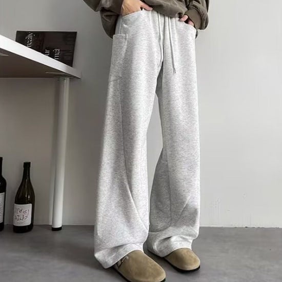 スウェット ワイドパンツ メンズ ボトムス Aライン シルエット ゆったり バレルレッグ ドレープ 個性的 pLegLad モード系 トレンド レディース パンツ スエット ブラック 体型カバー 20代 30代 40代 ブラック 春夏 秋