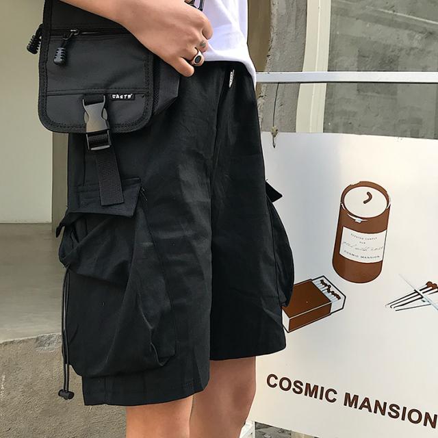 カーゴスタイル 黒ショートパンツ open yy カーゴショートパンツ 黒