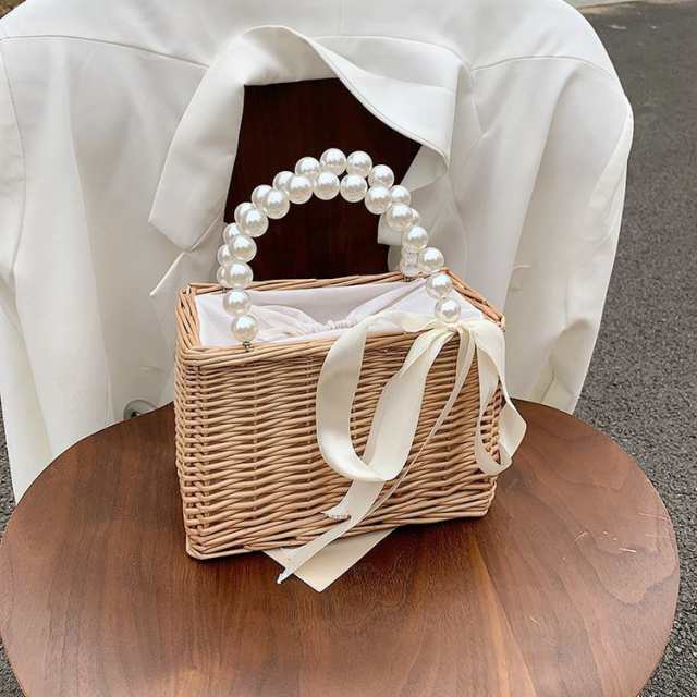 ❤︎新品❤︎ パール真珠ハンドルかごバッグ