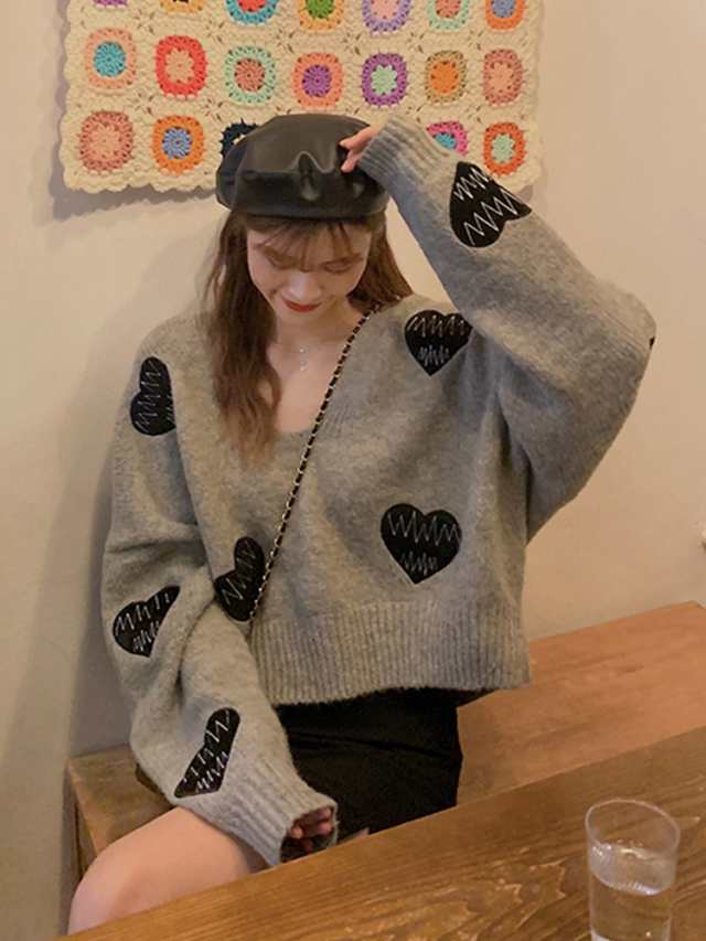 ボリュームニット セーター 韓国ファッション ゆったり 長袖 ボリュームニット セーター 韓国ファッション ゆったり 長袖