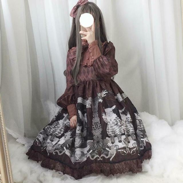 ロリータファッション ワンピース レディース ゴスロリ 膝丈 ドレス 長袖 イベント 2点セット 仮装 髪飾り ロリィタ Lolita オフ会 コスの通販はau Pay マーケット Pleglad
