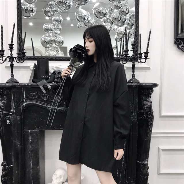 シャツ 長袖 ビッグシルエット 二連ベルト ウエストベルト