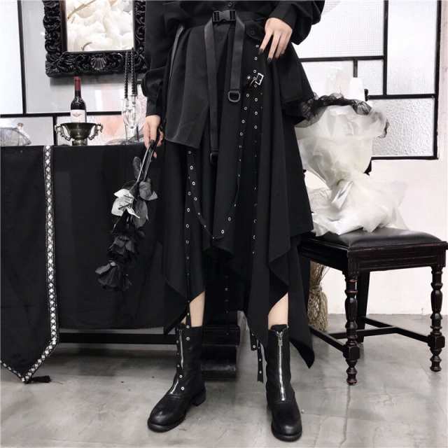 シャツ 長袖 ビッグシルエット 二連ベルト ウエストベルト