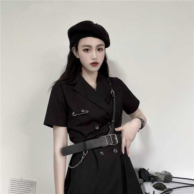 病みカワイイお嬢様ベルト付きボックスプリーツワンピース GRL ベルト付きボックスプリーツミニワンピース tu1231 - メルカリ