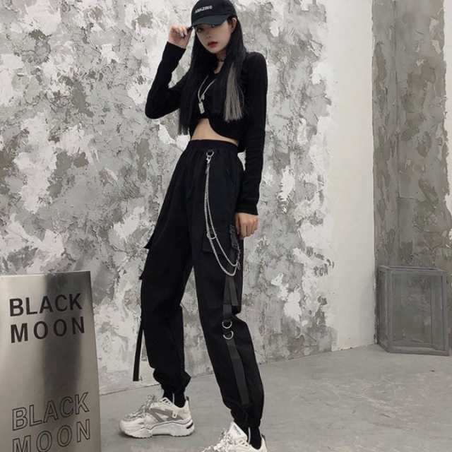 ジョガーパンツ ワンポイント パンツ カジュアル ストリート 韓国 黒 XL - 5