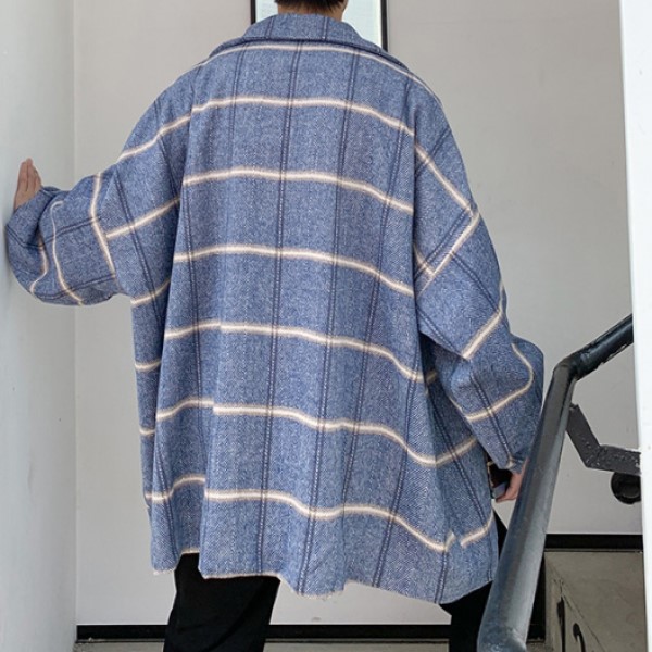 メンズ ブルゾン チェック柄 オーバーサイズ O00476 DOOPZ ブルゾン アウター Oversized zip up check shirt jacket