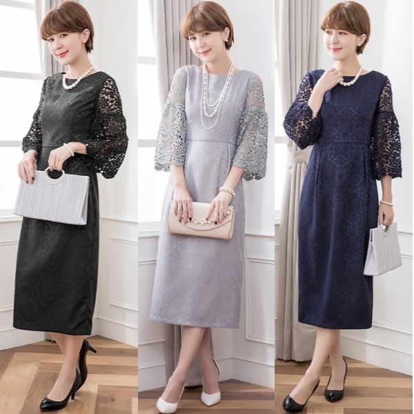 ワンピース レディース フォーマル 結婚式 ドレス パーティードレス レース袖  ロング丈 パーティードレス スーツ ママ 大きいサイズ 小さいサイズ ママスーツ ロングドレス 演奏会 二次会 フォーマルワンピース 大人 上品 卒業式 入学式 春