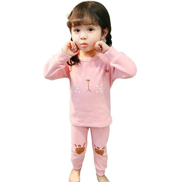 韓国子供服 可愛い パジャマ キッズ 女の子 女児 防寒 部屋着 寝巻きラウンドネック 2点セット 80 90 100 110 1cmサイズの通販はau Wowma Mypacestyle
