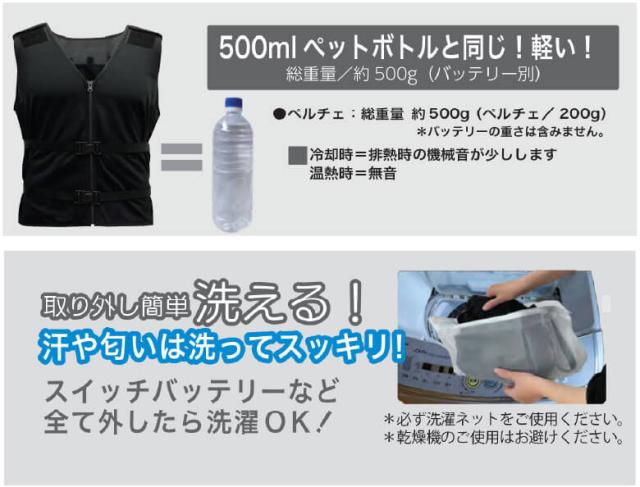 ペルチェ冷温ベスト 洗える軽量タイプ（PL-VEST SET）※バッテリー別売