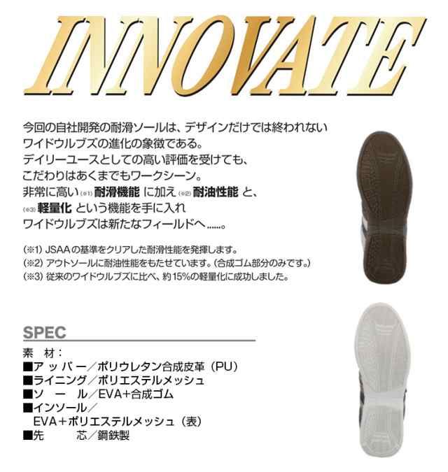 おたふく手袋 WIDE WOLVES INNOVATE WW-571b 25.0～28.0cm対応【安全靴/作業靴】の通販はau PAY マーケット  - 安全靴作業用品 わくわくサンライズ