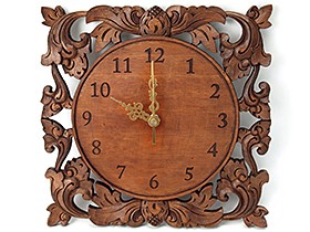 木製レリーフ時計 ロータス(スペシャル)28cm レーザー彫りタイプ 掛け時計 おしゃれ アジアンテイスト バリ風 アジアン 蓮 バリ雑貨 開店祝い 新築祝い 結婚祝い_1
