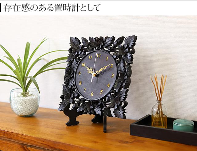 木製レリーフ時計 プルメリア(スペシャル)28cm (レーザー彫りタイプ)※説明書、乾電池付き 掛け時計 おしゃれ アジアンテイスト バリ風 アジアン バリ雑貨 開店祝い 新築祝い 結婚祝い_6