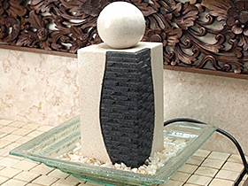 石柱の噴水(6点セット) TERRAZZO GRAY & WHITE インテリア 室内 卓上 玄関 バリ風 オブジェ ファウンテン 小さい おしゃれ バリ バリ島_1