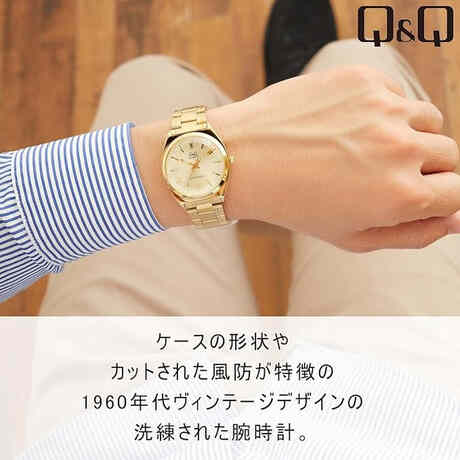 CITIZEN/ゴールド メタルバンド アナログ腕時計/used シチズン Q&Q 腕時計 アナログ 防水 メタルバンド QB78-010