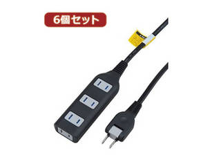 YAZAWA YAZAWA 【6個セット】耐トラ付タップ4個口  Y02S405BKX6