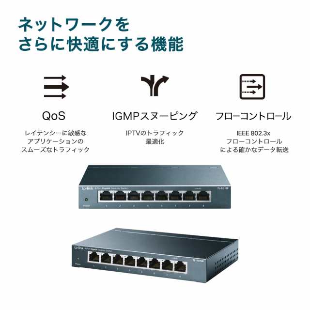TP-Link 8ポート スイッチングハブ 10 100 1000Mbps ギガビット 金属筺体 設定不要 TL-SG108