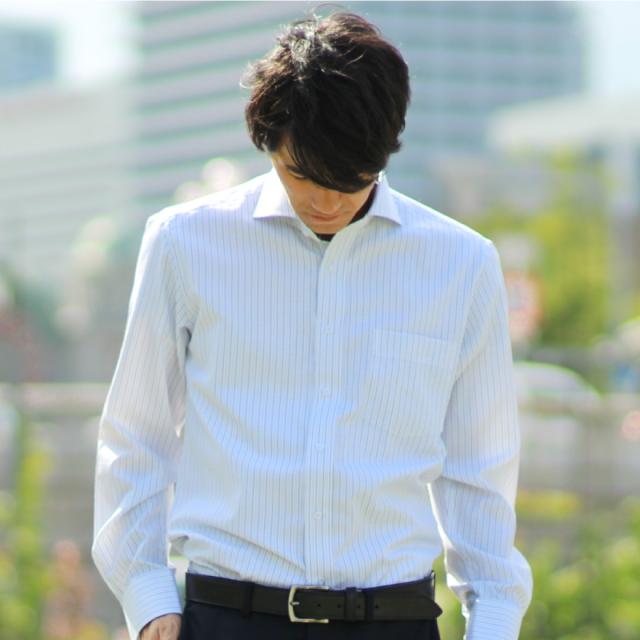 ワイシャツ 長袖 メンズ 長袖ワイシャツ yシャツ ストライプ