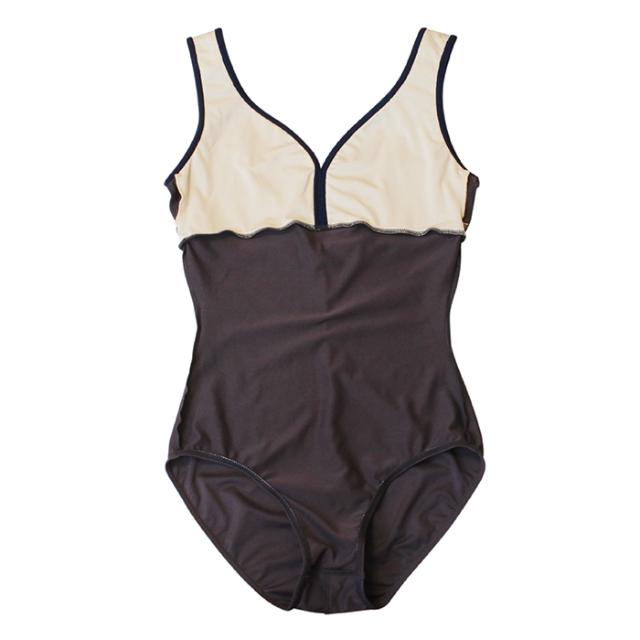 YUMIKO 新品M ネイビー ほっとけ Vネック 長袖 レオタード