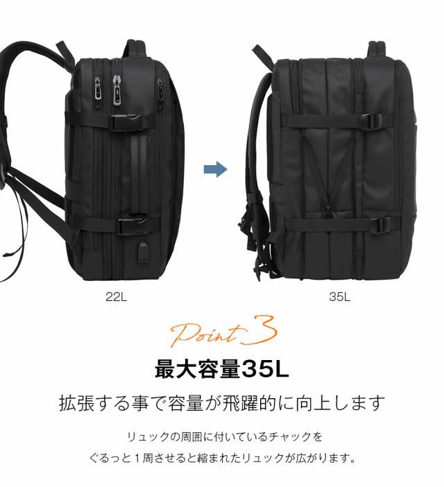 ビジネスリュック メンズ ブランド 大容量 3way 防水 USB充電ポート