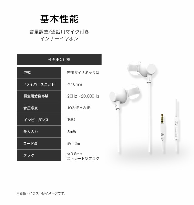 イヤホン 有線 マイク付き カナル型 音量調整 通話用 マイク付き